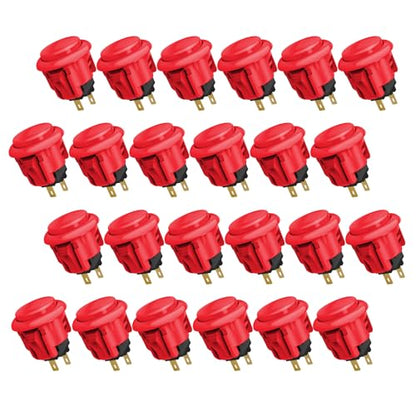 QANBA D-lite Arcade Button Original Buttons Snap-In Joystick Arcade Buttons for DIY arcade machines 24mm Push button switch (Boxed） (24mm Red（EL06) 24 Pcs) - size: 24mm Red（EL06) 24 Pcs