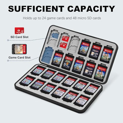 FYY Nintendo Switch Game Case Holder for Switch 2 Cartridge, Red Checkered | 24 Game Card Slots & 48 Micro SD Card Slots, Hard Shell, Silicone Lining - color: D-Checkered Red Black