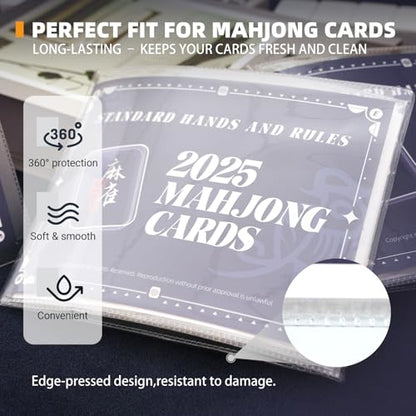 2025-2026 Mah Jong Card Sleeve Holder, Fit Large Print Size(6 1/8”x4 3/4”), Durable Protective Cover Holder, Mah Jong Card Protector Set (Frosted-4Pack) - style: Frosted-4Pack