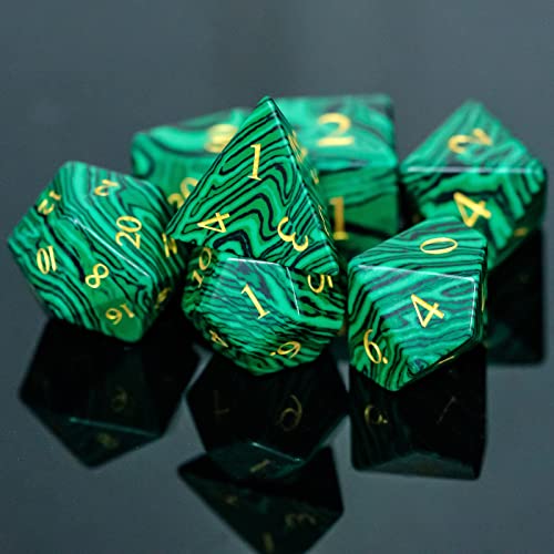 UDIXI Malachite Stone Dice Set D&D Gemstone DND Dice Set for Tabletop Games | Natural Stone, Premium Gift Box, DM Gift, for Dungeons and Dragons Role Playing Games - color: Malachite