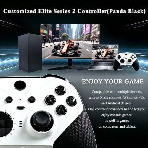 DIY Customized Model 1797 Elite Series 2 Controller(Panda Black),Compatible with Xbox Elite Series 2 Controller, Wireless Custom Gaming Controller,Gamepad Compatible for Xbox One,Xbox Series X/S,Built-in 3.5mm Audio Jack, Comes with Accessory Bag - color: