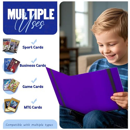 Card Binder 9-Pockets, Trading Card Binder, 20 Pages, 360 Card Capacity Collection Binder, Card Folder for MTG, TCG, Game Cards & Sports Cards（Purple） - color: Purple