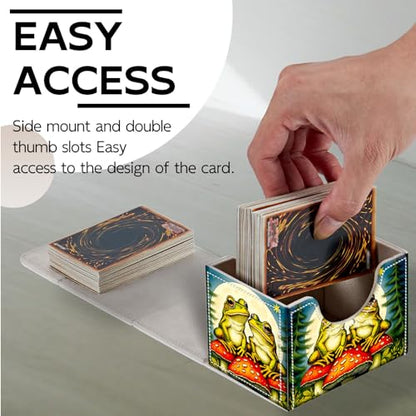 Trading Card Storage Box, Premium PU Leather with Magnetic Closure, Holds 100+ for MTG Cards, Frogs Sitting On Mushroom Durable Deck Box for Magic the Gathering, Trading Card Games - color: Frogs Sitting On Mushroom