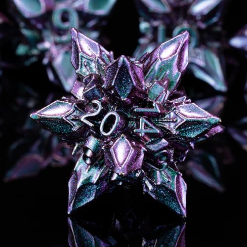 DND Dice Set Metal,Polyhedral D&D Metallic Heterotypic D and D Dice with Cracks for Dungeons and Dragons RPG TTRPG 7-Die Set with Gift (Heterotypic, Heterotypic-Purple) - color: Heterotypic-purple, style: Heterotypic
