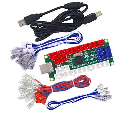 SJ@JX Arcade DIY Kit LED USB Encoder Board Zero Delay Arcade Controller Joystick Button Fight Stick Raspberry Pi Retro Pie MAME 5V LED Power - color: Happ