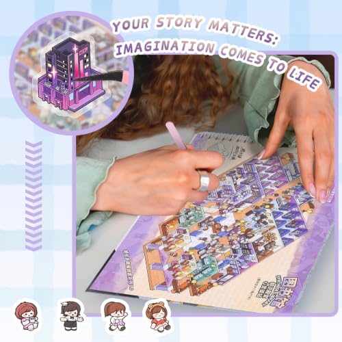 7 Pcs Big Size 3D Scenes Sticker Book Scene Stickers | DIY Make Your Own Scene House Stickers Therapy for Adults Relief Stress Pass The Time
