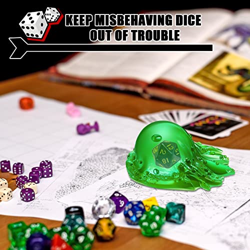 Deekin Translucent Cube Dice Storage with 7 Polyhedral Dice Set, Resin Cube Holder for TTRPG Tabletop Role Playing Game Fantasy Tabletop Gaming(Green) - color: Green