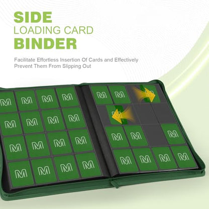 Premium Card Binder 16 Pocket,Trading Card Binder Holds up to 1000+Cards Sturdy Card Collection Album, Card Holder Folders for MTG, TCG, Game Cards & Sports Cards - color: 16 deep green
