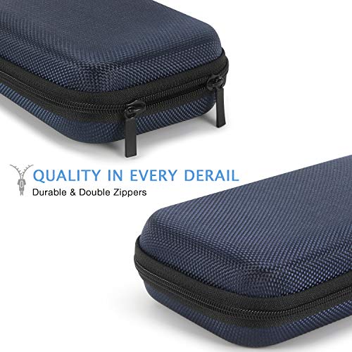 Portable Tech Travel Bag, Grey Blue Hard EVA Protective Storage Bag | Mesh Inner Pocket, Fits Power Bank, Hard Drive, Cell Phone, External Battery, Charging Cable, Zipper - color: Grey Blue