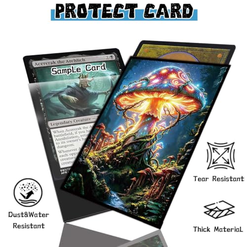 100 Count Card Sleeves Compatible with MTG, Ultra Clear Front & Matte Finish Back, Standard Size TCG Art Sleeves for Trading Cards (Celestial Shroom Realm) - color: Celestial Shroom Realm