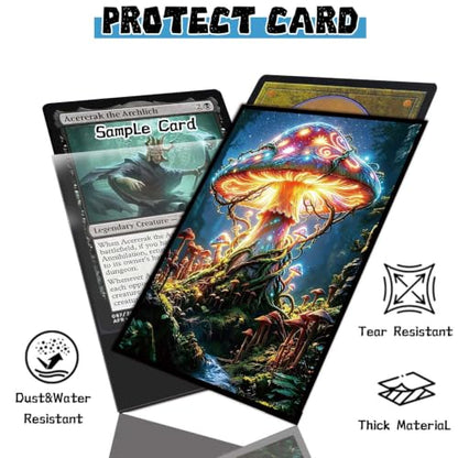 100 Count Card Sleeves Compatible with MTG, Ultra Clear Front & Matte Finish Back, Standard Size TCG Art Sleeves for Trading Cards (Celestial Shroom Realm) - color: Celestial Shroom Realm