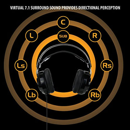 ENHANCE Scoria USB Gaming Headset with Noise Cancelling Mic, 7.1 Surround Sound, Bass Vibration, LED Lighting & In-Line Controls - Gaming Headphones for PC, Laptop, PS5, PS4 - TeamSpeak Certified
