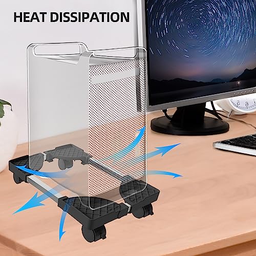 Computer Tower Stand, Adjustable Length & Width, Fits Most PC | PC Floor Stand for Carpet, Mobile CPU Holder with 4 Locking Caster Wheels, PC Riser Fits Office, Gaming - color: Black