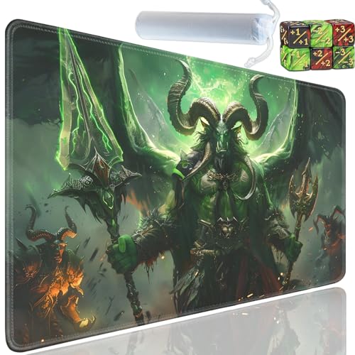 Playmat for MTG, 24x14 Inches Playmats, for TCG and CCG Trading Card Game Mat, Non-Slip Rubber for MTG Playmats with A Storage Bag and 6 Dice Set, Monster King Pattern - color: Yu-Playmat-1-D117