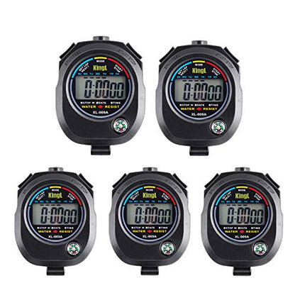 KingL Digital Stopwatch Timer - Interval Timer with Large Display (Stopwatch*5) - style: style1 /5pack