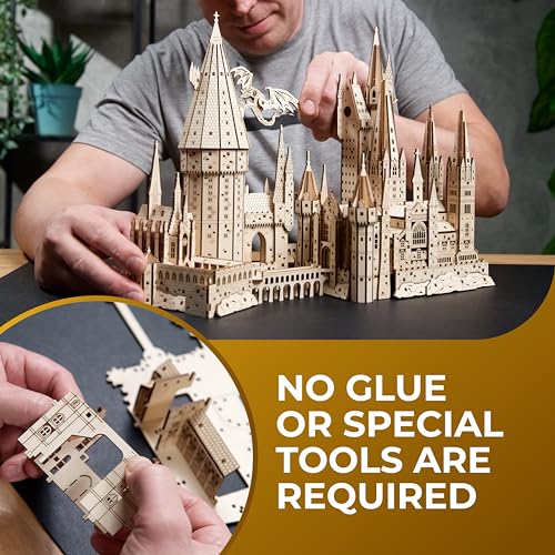 Ugears Harry Potter Hogwarts Castle 3D Wooden Puzzles for Adults - Harry Potter Castle Wooden Model Kits for Adults to Build, Mechanical Wood Puzzles Adult Building Sets, Hobby Kit, 3D Puzzle - style: Hogwarts Castle