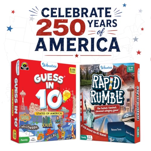 Skillmatics Guess in 10 States of America, Educational Travel Card Game for Ages 8 and Up, Boys, Girls, and Kids Who Love Board Games, Geography and History - style: 1. 50 States of America