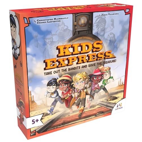 Ludonate: Kids Express - Cooperative Board Game, 3D Train, Flick Projectiles to Hit Bandits, Kids Version of Colt Express, Age 5+, 1-4 Players, 15 Min - style: Kids Express