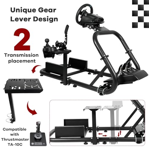 Hottoby G920 Racing Simulator Cockpit 50mm Round Tube Fit for Logitech,Fanatec,Thrustmaster T300RS TX G923 G27 G29 racing steering wheel race car seat, adjustable, Without Wheel Pedal Seat Handbrake