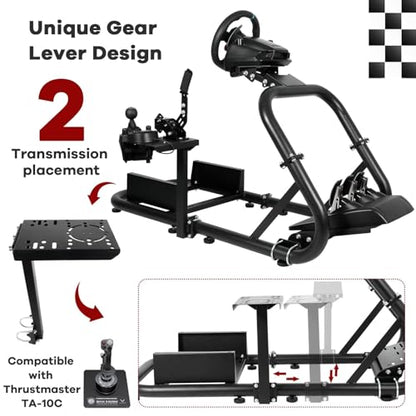 Hottoby G920 Racing Simulator Cockpit 50mm Round Tube Fit for Logitech,Fanatec,Thrustmaster T300RS TX G923 G27 G29 racing steering wheel race car seat, adjustable, Without Wheel Pedal Seat Handbrake