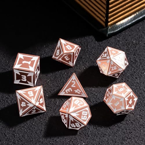 UDIXI Metal D&D Dice Set RPG DND Dice Set for Tabletop Game (Rose Gold) | 7-Pieces, Lozenge Pattern, Zinc Alloy Material, Gorgeous Gift Case, DM Gift, for Dungeons and Dragons Role Playing Games - color: Rose Gold