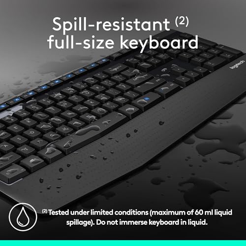 Logitech MK345 Wireless Keyboard and Mouse Combo with Palm Rest, 2.4 GHz USB Receiver, Compatible with PC, Laptop, Black - style: Combo