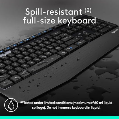 Logitech MK345 Wireless Keyboard and Mouse Combo with Palm Rest, 2.4 GHz USB Receiver, Compatible with PC, Laptop, Black - style: Combo