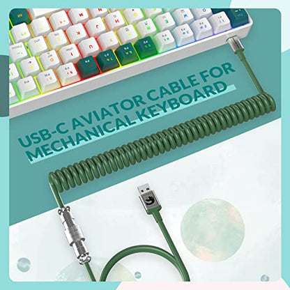 ZIYOU LANG T8PR0 Wired 65% Mechanical Gaming Keyboard and Mouse Combo-Green | RGB Backlit,Anti-ghosting,TKL,Mini 68 Key,Coiled C to A Cable,Tactile Blue Switch,Ultralight Mice for PS4 Xbox PC Mac Gamer - color: Green White, size: 65% Keyboard + Mouse