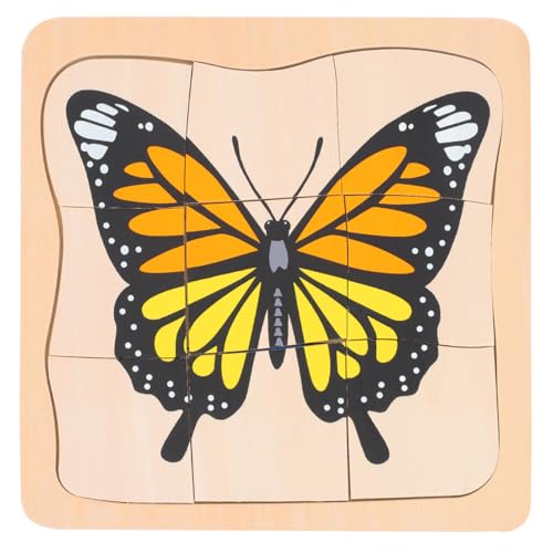 jojofuny Animal and Plant Wooden Jigsaw Puzzle Board Cartoon Multilayer Educational Toy for Kids Ages 4-8 Portable 3D Puzzle for Imagination Eye-Hand Coordination Gift