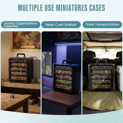 Miniature Carrying Case, Storage & Display for Warhammer Mini, Large | Aluminum Alloy Frame for Secure Transport, Clear Window with Lock, for Warhammer 40k Miniatures, Figures and Collectibles - size: Large