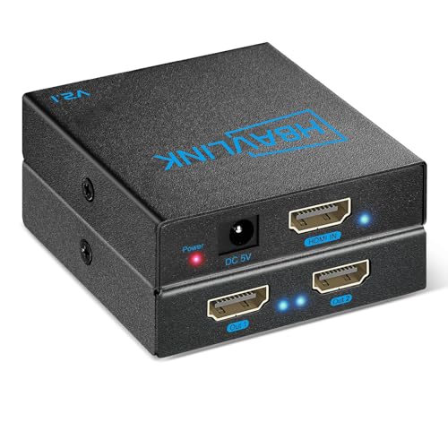 HDMI Splitter - HDCP, HDR, Dolby/DTS5.1/7.1 - Compatible with Firestick 4k Max, PS3/PS5 & Elgato HD60s/x/Pro, Apple TV 4K, Retrotink, Roku soundbar, NOT for Phone (HB-SP102B-8K) - size: Splitter 1x2 8K@60Hz