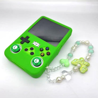 Silicone Case for R36S Handheld Game Console Protective Case with Lanyard Button Cover Accessory for Gift (Green) - color: green