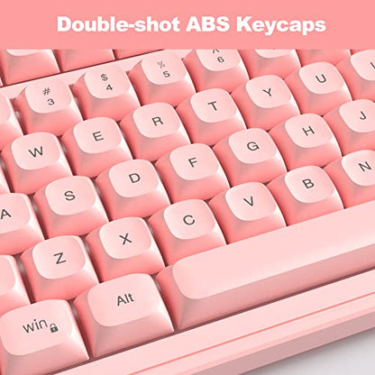 Camiysn Wire Gaming Keyboard, 7 Colorful Rainbow Backlight Classic Gaming Keyboard (Pink) - color: Pink