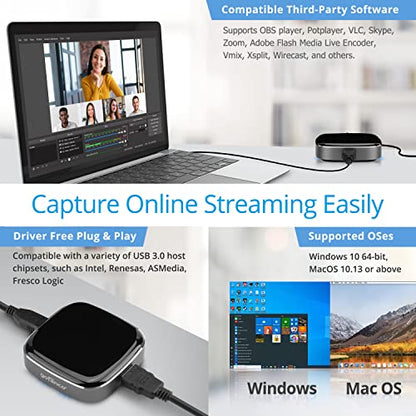 gofanco USB 3.0 HDMI Video Capture Device (CaptureHD4K) | up to 4K30Hz and 1080p 120Hz, Low Latency for Xbox, Nintendo Game Consoles