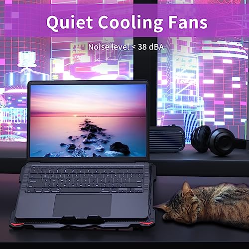 AICHESON Laptop Cooling Pad for 15.6 to 17.3 Inches PC Notebooks, 5 Fans Computer Cooler Stands with Purple Lights Desk Chiller Mat, S035 - color: Purple