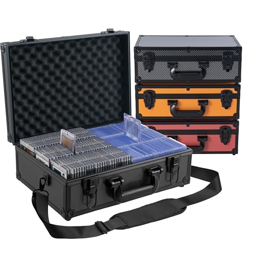 Toploader Storage Box for 3x4 35pt Rigid Cards, Top Loader Cards – Holds 600+ Top Loaders - Aluminum Alloy Trading Card Case, Sports Card Storage Box with Lock (Large Black) - color: Black, size: L-for Toploaders
