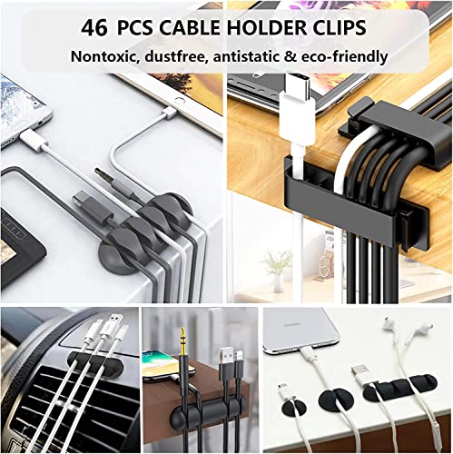 N NOROCME 192 PCS Cable Management Kit 4 Wire Organizer Sleeve | 11 Cable Holder,35Cord Clips 10+2 Roll Cable Organizer Straps,100 Fastening Cable Ties,for Computer TV Under Desk