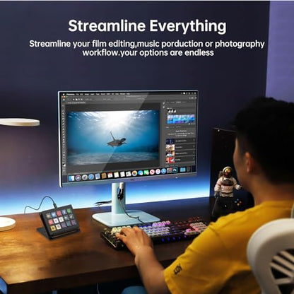 15-Key Programmable Macro Keyboard, Multi-Layer Shortcut Control Pad for OBS, Twitch, YouTube, Zoom, Discord – All-in-One Streaming & Productivity Keypad for PC & Mac