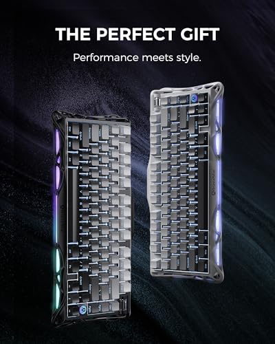 GravaStar Mercury K1 75% Wireless Mechanical Gaming Keyboard, Aluminum Alloy, Gasket Compact Custom Keyboard Hot-Swap Socket, Linear Switches, RGB Backlit【Gradient Black】 - color: Gradient Black