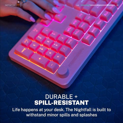 JLab Nightfall Gaming Keyboard, Wired, RGB, 104 Keys, Pink - color: Pink