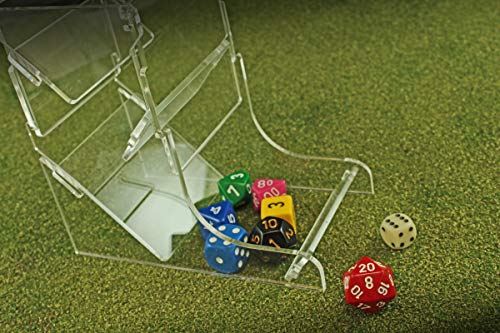 LITKO Dice Tower | TTRPG & Board Games | Clear | Contains rolls, no dice off the table | Fits 16-25mm D6 & polyhedral sets | 5in tall | Laser-cut acrylic | Assembly required - color: Clear