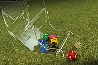 LITKO Dice Tower | TTRPG & Board Games | Clear | Contains rolls, no dice off the table | Fits 16-25mm D6 & polyhedral sets | 5in tall | Laser-cut acrylic | Assembly required - color: Clear