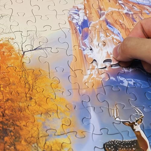 Think2Master Cabin by the Falls 500 Pieces Large Format Jigsaw Puzzle: 13+, Teens, Adults & Families. Scenic Autumn Mountain Landscape with Log Cabin, Waterfall. Great Gift. Size: 26.8” X 18.9” - style: Cabin by the Falls