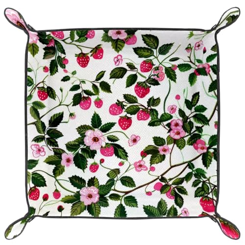 Strawberry Florals Dice Tray Dice Rolling Tray Folding Dice Holder for Dice Games, Like RPG, DND and Other Table Games - color: Multi 20