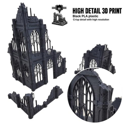 Gothic Sector Terrain Set: 28mm Scale Buildings & Scatter Terrain for 2000-Point Competitive 40k Games (Imperial Library) - style: Imperial Library
