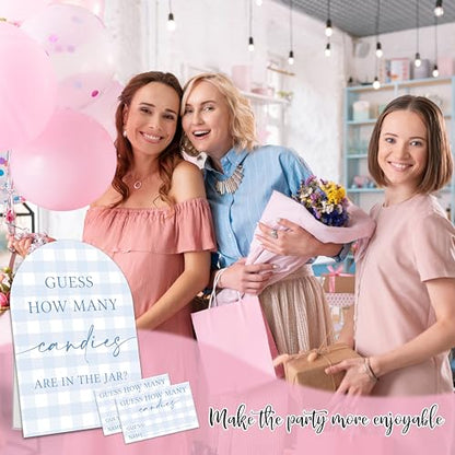 Guess How Many Candies Are In The Jar Game Set, 50 Guess Cards With 1 Standing Sign, Minimalism Blue Baby Shower Game Kit, Neutral Gender Reveal Party Decor & Activity Supplies - A08 - color: Minimalism Blue
