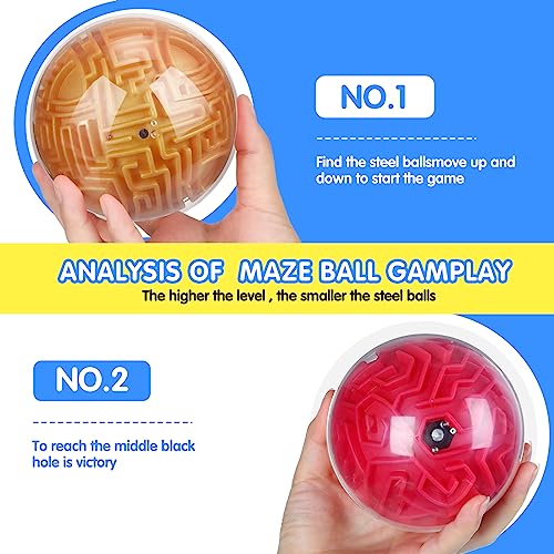 Sumind 4 Pcs 3D Puzzle Maze Ball Magic Brain Teasers Games Memory Sequential Maze Cube Ball Sphere Educational Puzzle for Adult Hard Challenges(Blue, Green, Rose Red, Gold) - color: Blue, Green, Rose Red, Gold