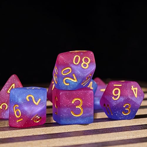 7PCS DND Dice Bisexual-Pride Polyhedral Dice Set D&D Homosexual Flag for RPG and Other Tabletop Games(Matte) | Leather Storage Bag, DM Gift, for Dungeons and Dragons Role Playing Games - color: Flag-bisexual-pride(matte)