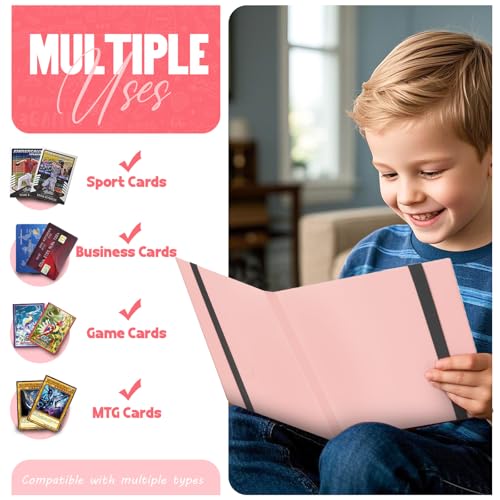 Card Binder 9-Pockets, Trading Card Binder, 20 Pages, 360 Card Capacity Collection Binder, Card Folder for MTG, TCG, Game Cards & Sports Cards(Pink) - color: Pink
