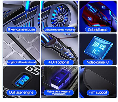 Gaming Mouse Wired, USB Optical Computer Mice with RGB Backlit, 4 Adjustable DPI,Silent Click, Ergonomic Gamer Laptop PC MacBook Mouse, 6 Programmable Buttons for Windows 7/8/10/XP Vista Linux MacOS